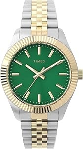 Timex Женские часы 36 мм с зеленым циферблатом и золотым корпусом, двухцветный браслет из нержавеющей стали 11071196
