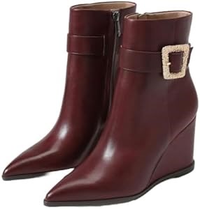 Бордовые ботильоны Sam Edelman Weslie с закругленным носком и элегантной пряжкой на каблуке 11105075