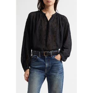 Коттоновая рубашка с вышивкой Neville от бренда Nili Lotan, длинные рукава, застежка на пуговицах, производство США 10042084