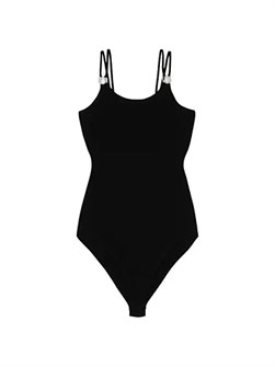 Трикотажное боди Sandro с двойными бретелями и золотистыми кольцами, состав: 54% вискоза, 43% полиамид, 3% эластан 10043782