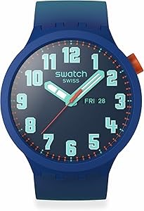 Часы Swatch Big Bold с универсальным дизайном, пластиковый корпус, 47 мм, водонепроницаемость до 30 метров 11087939