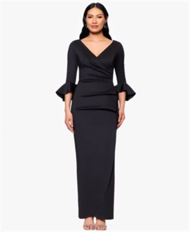 Betsy &amp, Adam Миди-платье из скуба с V-образным вырезом и расклешёнными рукавами для маленьких размеров 11059052