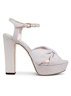 Сандалии на платформе Jimmy Choo Heloise 120 мм из блестящей ткани с открытым носком и каблуком 11022689