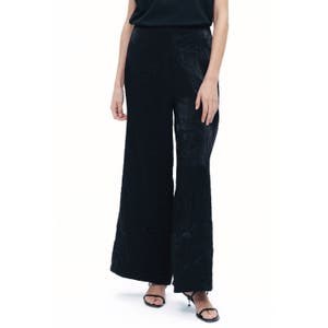 Элегантные широкие брюки Nocturne с эффектом помятости из 83% хлопка и 17% полиэстера 10046151