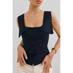 Reformation Блузка Juliane с квадратным вырезом, изготовленная из органического стрейчевого хлопка, с застёжкой на пуговицах 10045103