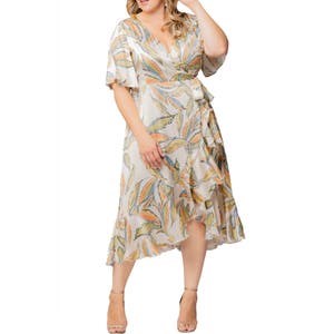 Легкое крэповое миди платье Kiyonna с завязками и воланами, размер 2X 10045240