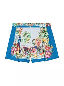 Шорты с тропическим цветочным принтом от Maje с элегантными складками и задней молнией, Франция 10044060