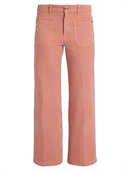 Укороченные хлопковые брюки Slim от Chloe с поясными петлями и боковыми карманами, Италия 11025817