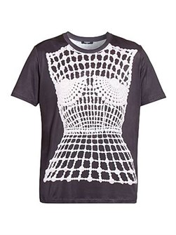 Футболка Balmain из джерси с принтом тромплей и короткими рукавами, 94% полиэстер, Италия 11025694