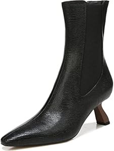 Женские ботинки Sam Edelman Sammie из кожи, черные, с подошвой из кожи и высотой голенища 17.5 см 11077566