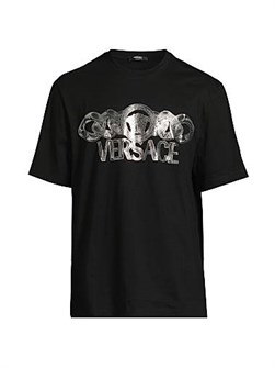 Футболка с принтом Medusa on Chain от Versace, 100% хлопок, короткие рукава 11023002