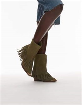 Ботинки Bronx Jukeson цвета хаки с кисточками в стиле вестерн из мягкой замши 11037494