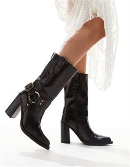 Кожаные ботинки с высоким каблуком в вестерн-стиле Bronx Mya Mae, цвет кофе 11035131