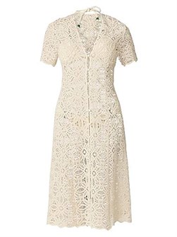 Кружевное хлопковое платье-кардиган с короткими рукавами и V-образным вырезом от Shoshanna Tropez 11026480