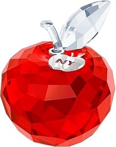 Swarovski Нью-Йоркское яблоко из красного кристалла, маленькое, с белым кристаллическим листом и металлической биркой NY 11105289