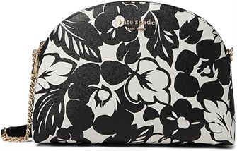 Kate Spade New York Черно-многоцветная сумка на плечо с растительным принтом из ПВХ, двумя молниями и купольным дизайном 11086088