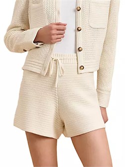 Хлопковые и кашемировые шорты Crochet Jane с эластичным поясом и стильной вязкой от La Ligne 10043866