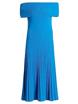Платье-миди без плеч Elie Tahari Yelena с рельефным лифом и плиссированной юбкой, 58% вискоза 11010026