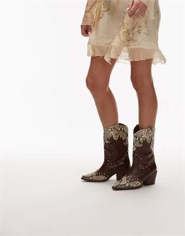 Кожаные ботильоны Bronx Jukeson с нарисованным рисунком, бусинами и заостренным носком 11037440