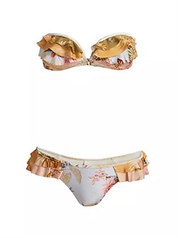 Бикини Ascension с рюшами и комбинированным принтом от Zimmermann, 80% полиамид, 20% эластан 10042199