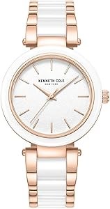 Kenneth Cole Женские часы в современном классическом стиле с синим циферблатом, 18 мм, розовое золото и керамика, минималистичный дизайн 11064205