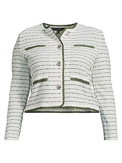 Ming Wang PlusTri-Color Strie Knit Jacket 11030093