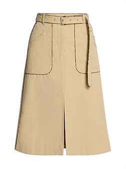 Хлопковая юбка Dries Van Noten с питоновым принтом, боковыми карманами и передним разрезом до колен 11029828