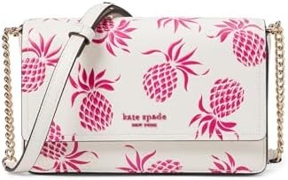 Kate Spade New York Кремовый кошелек на цепочке из 100% натуральной сафьяновой кожи с ананасовым тиснением 11092161