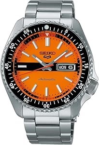 Мужские и женские автоматические часы SEIKO 5 из нержавеющей стали с оранжевым циферблатом, водонепроницаемость 100 м 11048716
