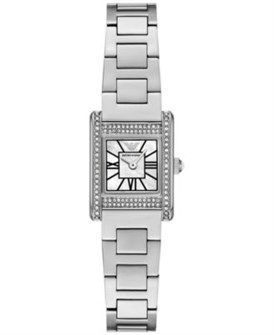 Emporio Armani Женские часы на браслете из нержавеющей стали 20 мм с перламутровым циферблатом и кристаллическим безелем 11051133