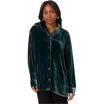 Классическая рубашка Eileen Fisher с воротником из шелкового велюра, 80% вискоза, 20% шелк 11038774