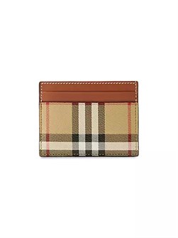 Burberry Карточный холдер Sandon в шахматном узоре из полиуретана и хлопка с 4 карманами, на молнии, кожаный, размер 10,5 см х 7,6 см 10043735