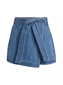 Veronica Beard Agee Denim Tie-Waist Skort 10044376