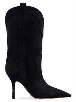 Paris Texas Замшевые ботинки Paloma 95MM до середины икры с заостренным носом и боковой молнией 11025934