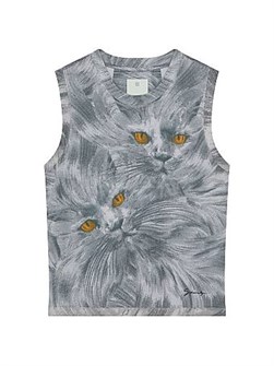 Хлопковый топ с вышивкой и принтом котов от Givenchy 11017633