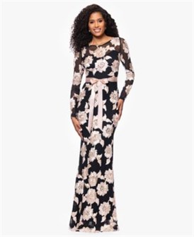 Длинное платье с жаккардовым принтом для девушек от Betsy &amp, Adam, с длинными рукавами и застежкой на молнии 11073097