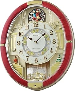 Seiko Настенные музыкальные часы с мелодиями, Красный Парад, вращающийся маятник, 30 мелодий 11104664