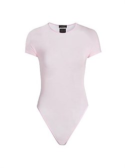 Полупрозрачный классический боди с короткими рукавами от Wardrobe.Nyc, 86% вискоза, 14% эластан 11034769