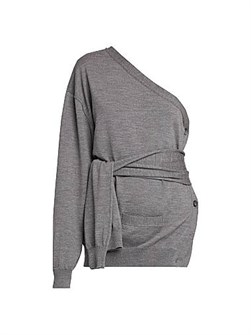 Худи Moschino из мериносовой шерсти с завязкой на талии и открытым плечом 11024363