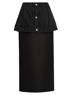 Макси-юбка Sacai из денима и шерсти с кнопками и стильным баской 10046036