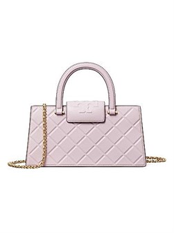 Tory Burch Сумка с верхней ручкой из мягкой кожи с ромбовидной отделкой, двумя верхними держателями и съемным цепочным ремешком 11033351