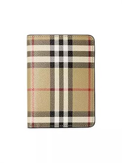 Burberry Чехол для паспорта с характерным квадратным узором, отделением для карт и карманом, из полиуретана и кожи 10043700