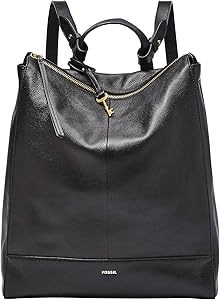 Fossil Женский черный кожаный рюкзак с 10 карманами и съемными плечевыми ремнями 11070800
