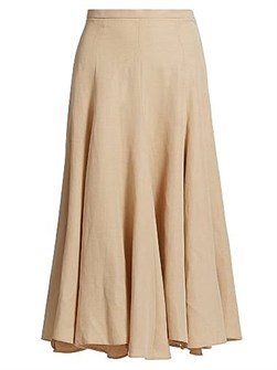 Юбка миди Fabiana Filippi с расклешённым силуэтом и полосатым поясом, состав: 64% вискоза, 36% лен 11034486