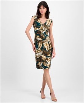 Женское платье-футляр от Connected с элегантной посадкой и каплевидным вырезом, украшенное принтом 11020385