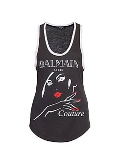 Топ без рукавов из джерси и муслина от Balmain с графикой ',Balmain Beauty',, 67% лиоцелл/33% хлопок 11034887