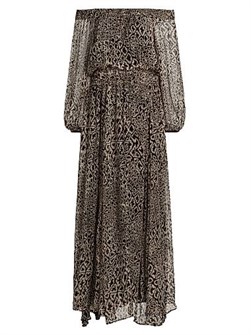 Шифоновое макси-платье Baradero Malu с открытыми плечами от Maria Cher, с длинными рукавами и карманами 11034404