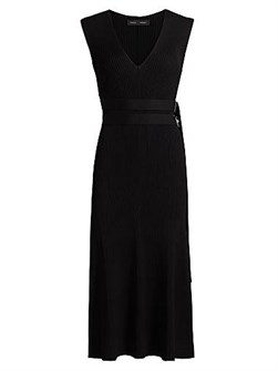 Миди-платье Proenza Schouler Madeline без рукавов с поясом, V-образный вырез, 88% ацетат 11034774