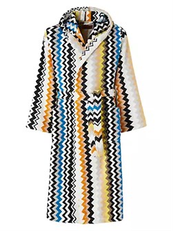 Длинный хлопковый халат с капюшоном от Missoni с ярким зигзагом, произведен в Португалии 10043686