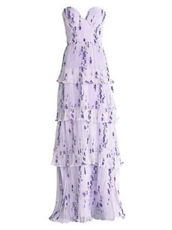 Dress the Population Платье Layana с цветочным принтом и корсетом, без бретелек, юбка со стежкой, 58% полиэстер и 42% вискоза 11036246